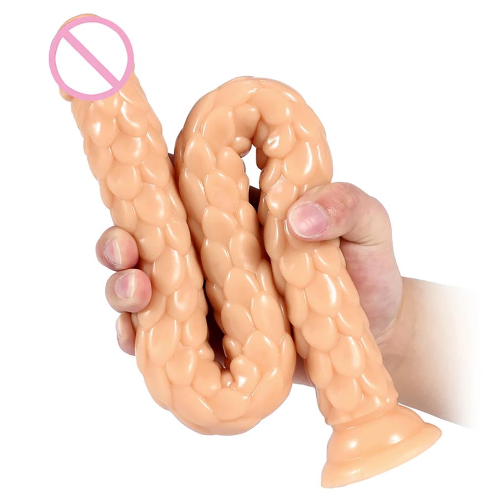 50CM Overlength Scaly Pattern Anal Plug Dildos with Suction Cup Soft Anal Dilator Phallus Masturbator Sex Toys Butt Plug Penis