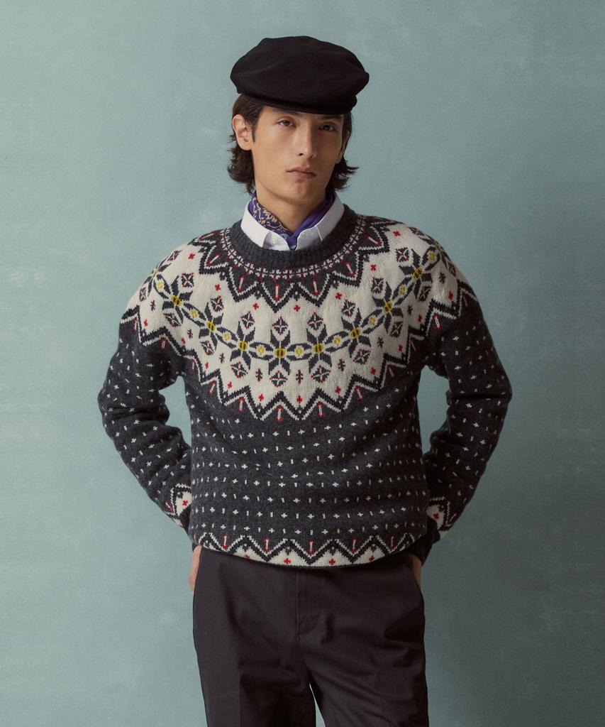 BROOKS BROTHERS Wool Nordic Crewneck Sweater (Multi) (Bbwrmmf404)