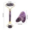 Natural Amethyst Double Head Jade Stone Roller & Guasha Scrapping Plate Face Massage Tool Kit