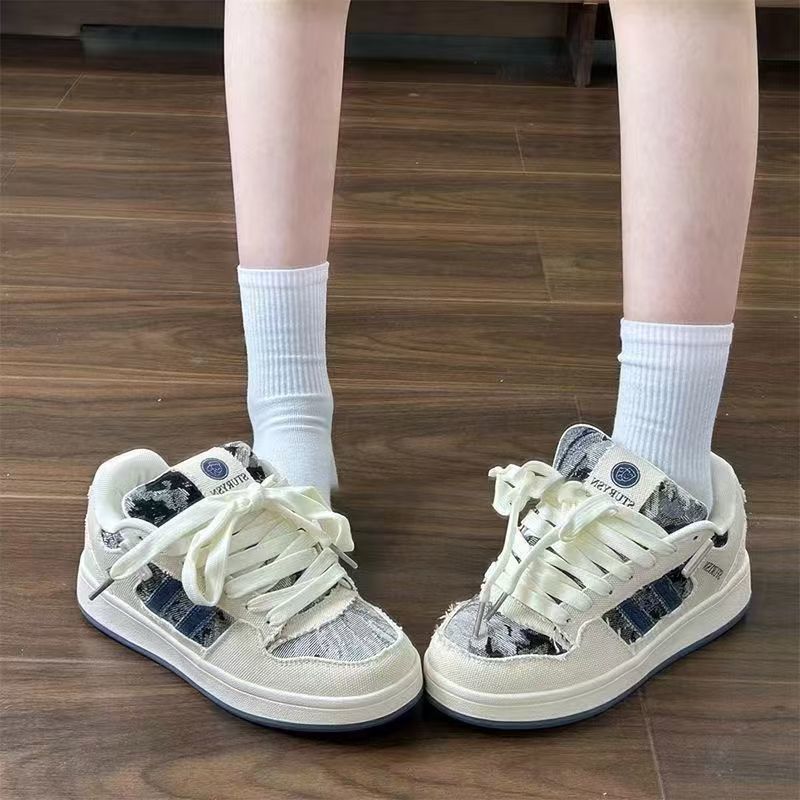 High-value Retro Shoes Women's Bread Shoes Wear Autumn New Denim Blue Versatile Casual Shoes