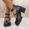 Fashion Women Pumps 2025 New Plus Size Lolita Shoes Woman Ankle Strap High Heels Double Buckle Chunky Platform Mary Janes Shoes Woman