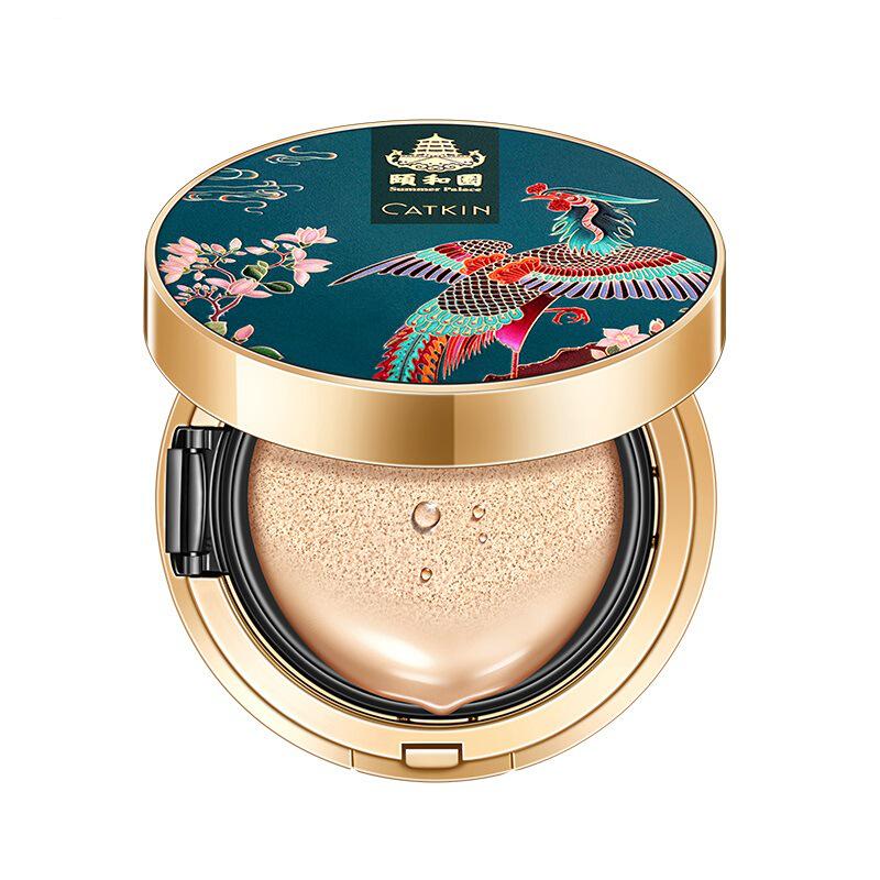 BB Cushion Giardino CATKIN x Heiqing: Controllo dell'olio, Lunga tenuta, Idratante, Non sbava, Non forma grumi, Stile cinese per donne.