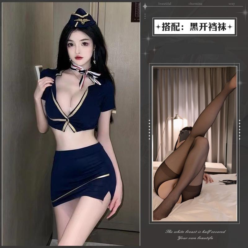 Sexy captain stewardess uniform suit cosplay costume female pure desire drag policewoman cos suit