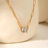 European Style Stainless Steel Necklace with Water Drop Zirconia - High-End Luxury, Colorfast Titanium Steel Accessories for Women