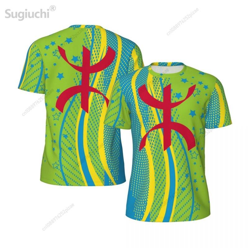 Nouveau T-shirt en Maille Imprimé 3D Drapeau Amazigh BERBÈRE Hommes Femmes Vêtements Sportifs Respirant Pour Course à Pied Vélo Fitness T-shirt