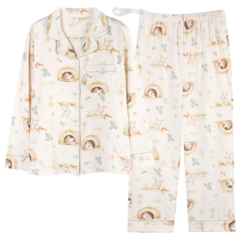 Cotton Silk Padded Maternity Nursing Pajama Set with Side-Opening Bra