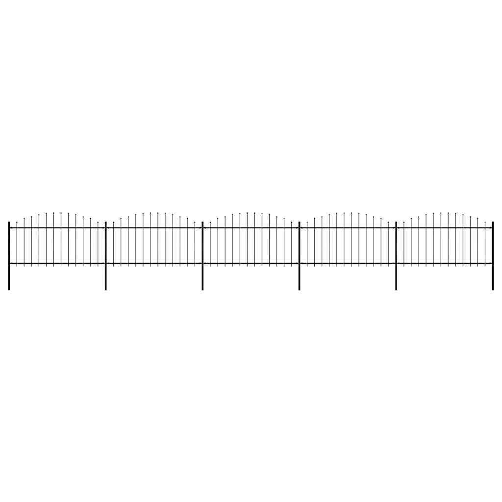 Spear Tip Garden Fence Steel 892.5 x 150 cm Black