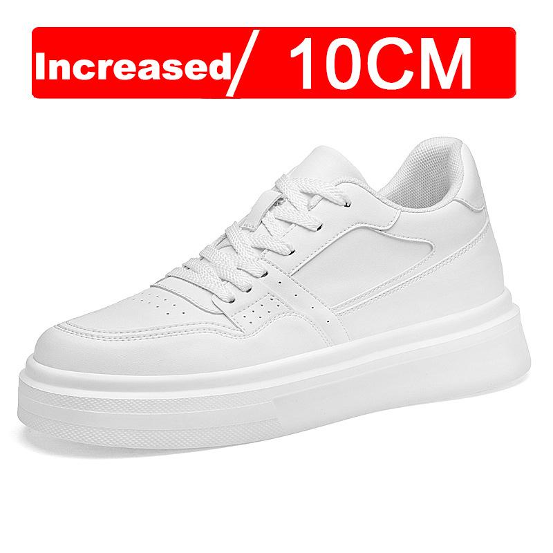 Zapatos Casuales con Plataforma Moda Cuero PU Zapatos Elevadores para Hombre 6cm 8cm 10cm Aumento Invisible de Altura Zapatillas Blancas Cortex
