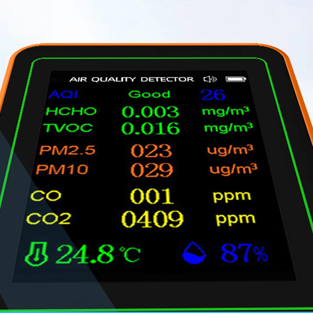10 in 1 Air Quality Detector CO2 Meter 2.8 Inch TFT Display Carbon Dioxide Detector Formaldehyde CO2 Detector for Indoor/Outdoor