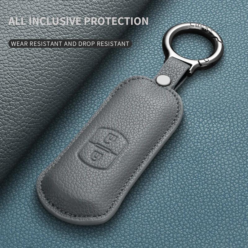 Leather Car Smart Remote Key Case Cover Shell for Mazda 3 6 Atenza Axela Demio CX5 CX3 CX7 CX9 MX5 Key Protector Fob Keychain