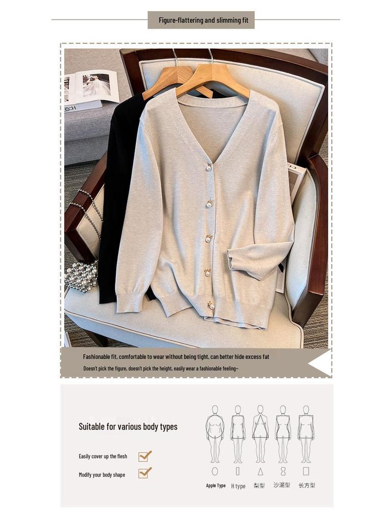 Damen Lockerer Strickcardigan Übergröße (Brust 150/160) - Passt für 200-350 Jin, Stil #8307