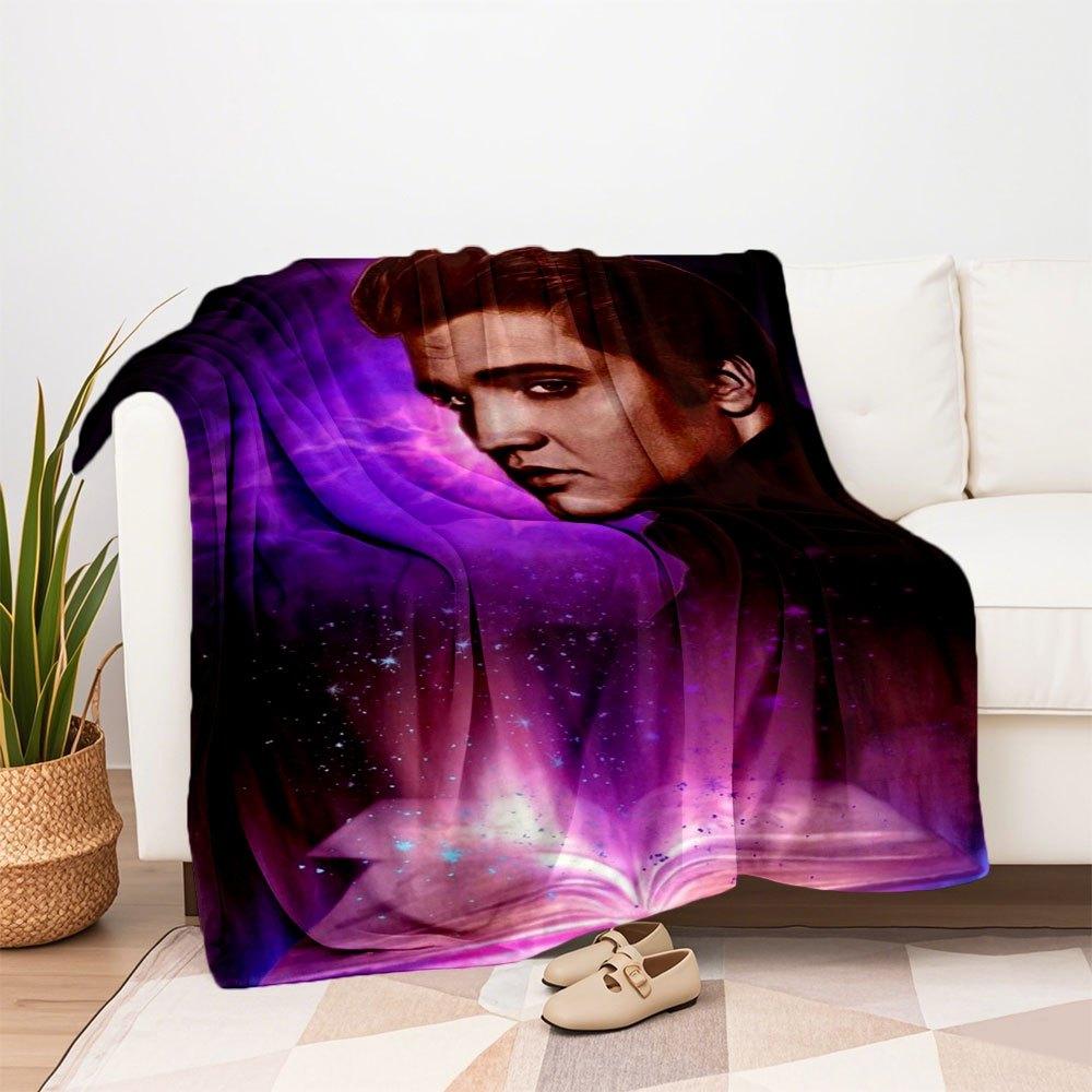 "Elvis Presley: The King of Rock 'n' Roll Art Print"Blanket Flannel Throw Blanket for Sofa, Bed, Travel, Camping, Office, Couch, Chair, And
