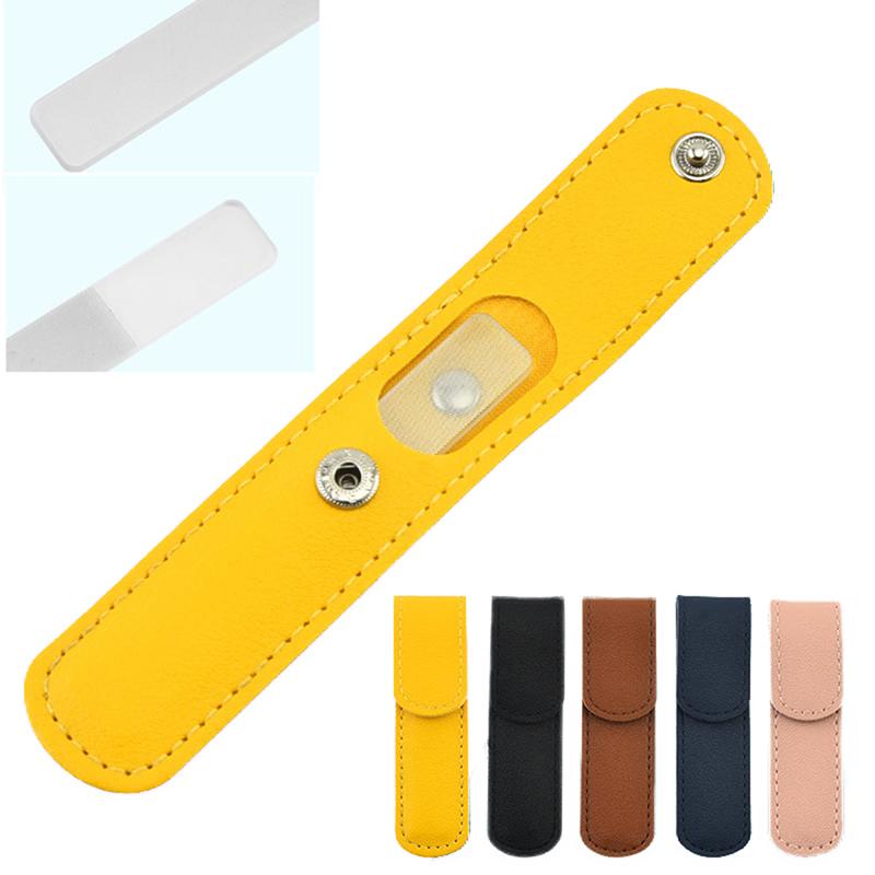 Professional Nano Glass Nail File Transparent Sanding Polishing Grinding Nail Art Manicure with Leather Case