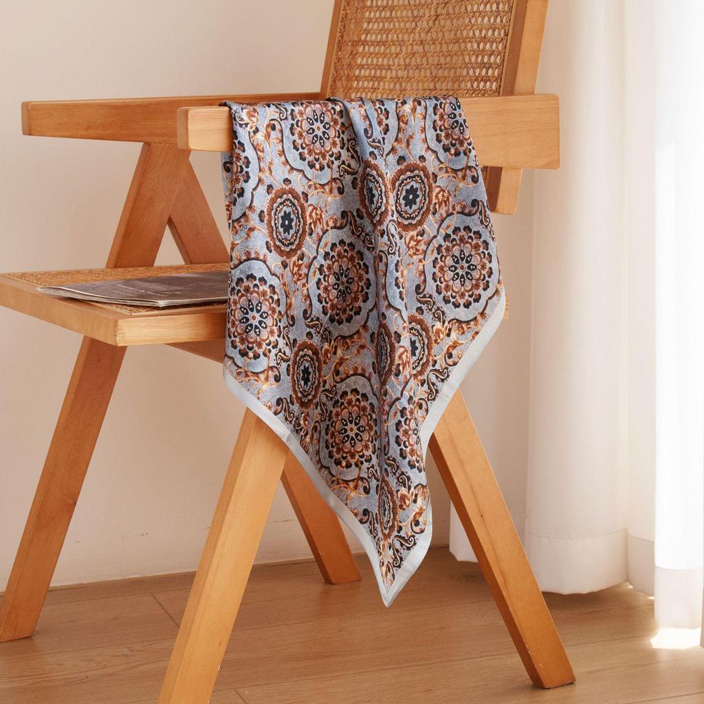Mulberry Silk Women's Autumn Print Square Scarf: High-End Luxury Fashion Neck Scarf & Shawl