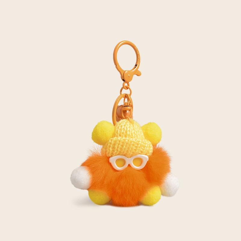Fluffy Soft And Cartoon Rabbit Fur Keychain With Colorful Adorable Designs