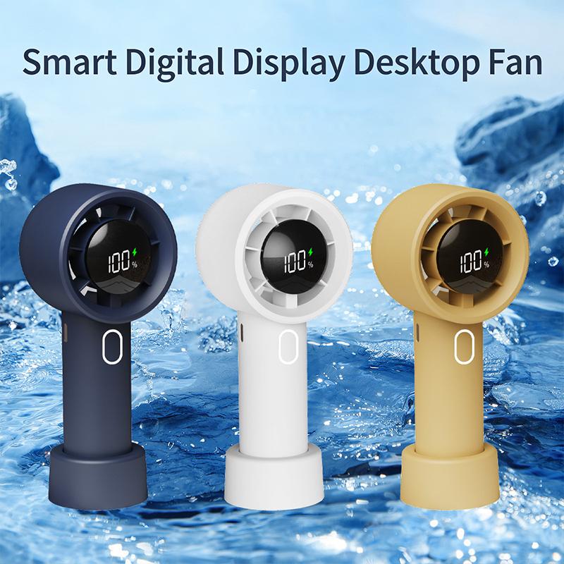 100 Speed Levels Mini Handheld Fan USB Rechargeable Cool Breeze LED Display for Makeup and Study