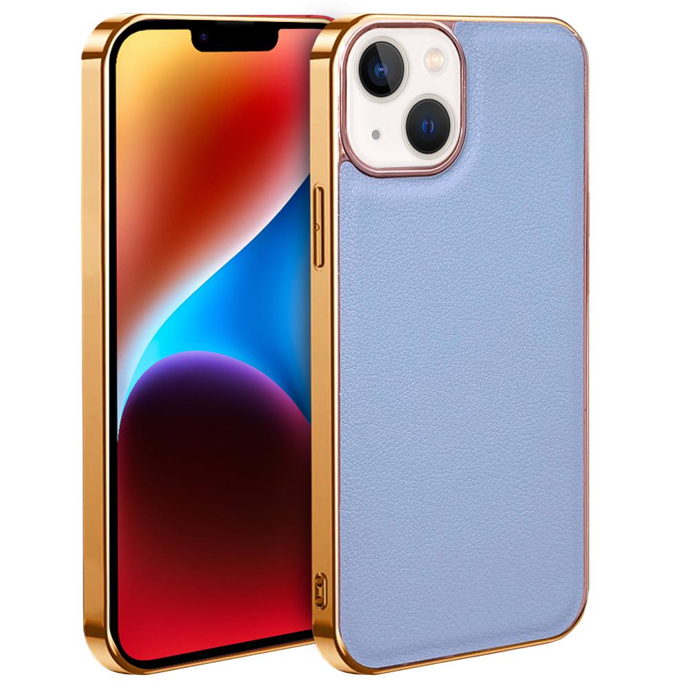 iPhone 14 Plus Case, Cowhide Leather, Blue