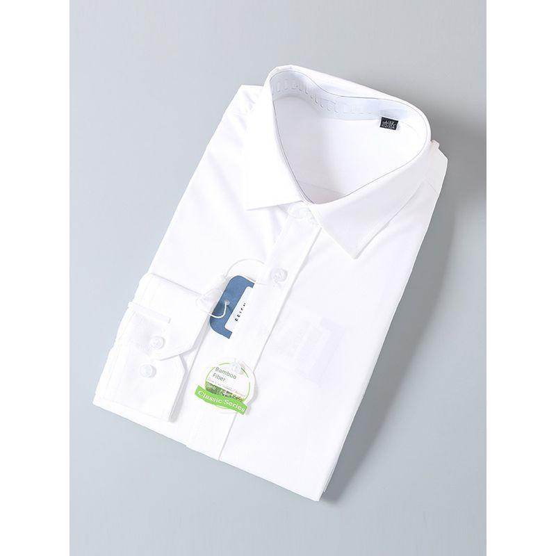 Export Surplus Brand Clothing, Wrinkle-Free, Anti-Wrinkle, Triple-Protection Fabric, Spring and Autumn Men's Business Casual White Long-Sleeve Shirt