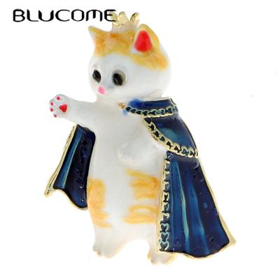 Enamel Cat King Brooch Cute Cartoon Animal Pin 2 Colors Available Bagpack Badages Summer T-shirt Accessories