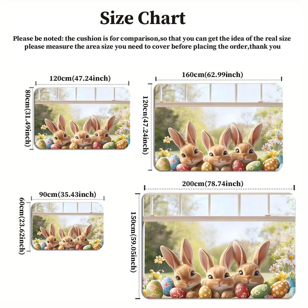 Whimsical Easter Bunny Large Room Carpet Non Slip Cartoon Kids Bedroom Living Room Floor Mat Home Decor Children's Play Carpet