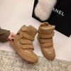 Spring Women Leather Wedge Platform Boots Hidden Heel Platform Shoes High Top Sneaker Casual Shoes for Woman Ankle Boot