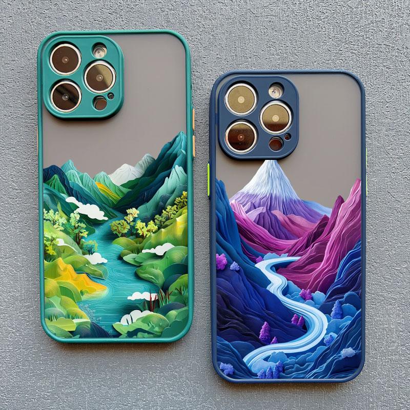 Printing Mountains Rivers Flowing Water Phone Case For IPhone 16 15 14 Pro Max Plus 13 12 Mini 11 Pro Max X XR XS 8 7 SE2 Covers