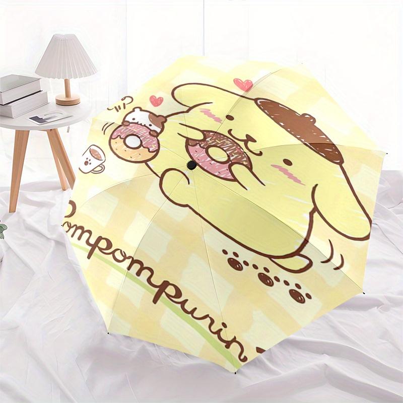 Pompompurin,Donut Automatic Folding Umbrella Simple 8 Rib Design, Bright Cartoon Pattern, Durable Iron Frame, Suitable For Travel, Outdoor,
