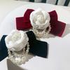 Camellia Flower Bow Corsage Brooch Pins Pearls Tassels Bowknot Collar Bow Tie