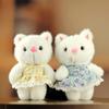 Cute Cat Plush Toy with Floral Skirt and Keychain Pendant