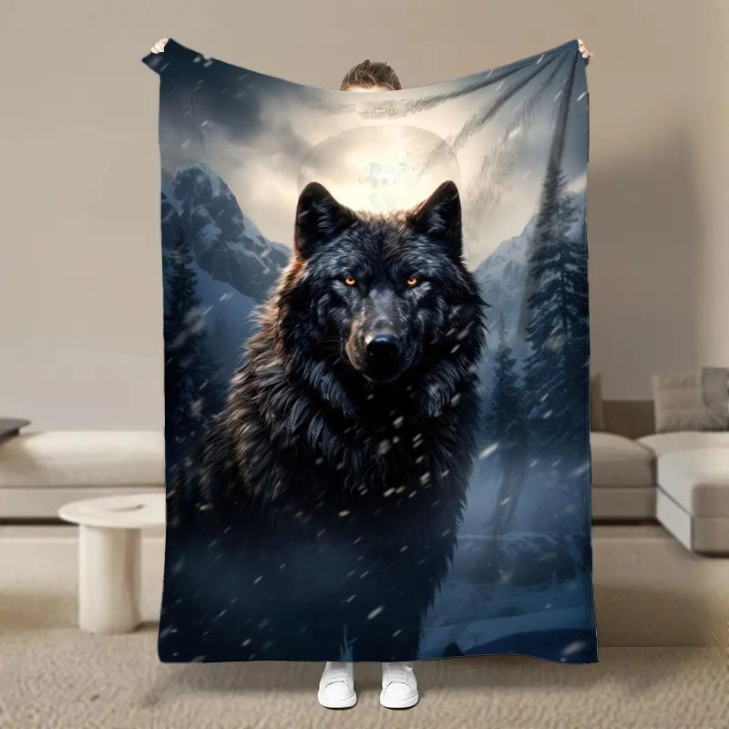 

Black Wolf Flannel Fluffy Fleece Blanket for Home Bedroom Bed Sofa Office Children s Cover Adult Soft Nap Blanket Kid Cute Gift 100x150cm
