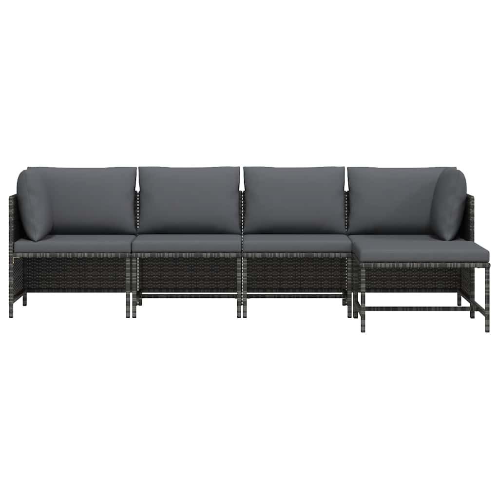 vidaXL 4-tlg. Garten-Lounge-Set mit Kissen Poly Rattan Grau