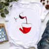 Santa Claus Riding A Dolphin Print Tshirt for Girls White Casual Christmas Gift Tshirt Fashionable Shortsleeved Tshirt Women