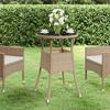 VidaXL Garden Table Ø60x75 Cm Tempered Glass-Woven Resin Beige 310601