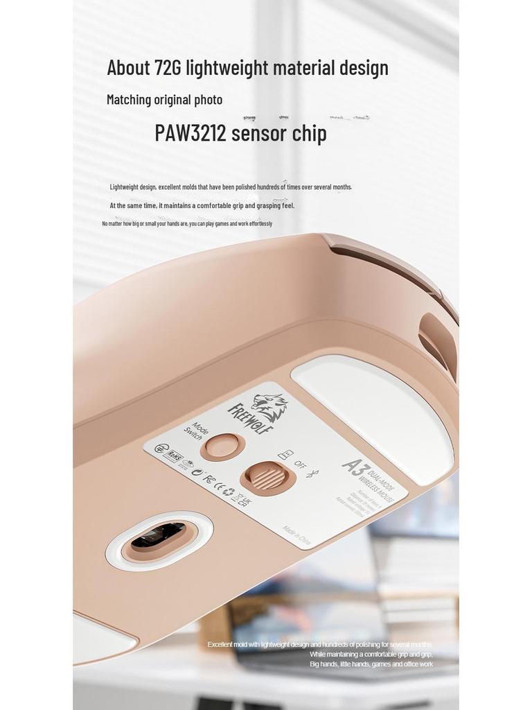 Wolf A3 Dual Mode Wireless Bluetooth Rechargeable Mouse for Office and Gaming