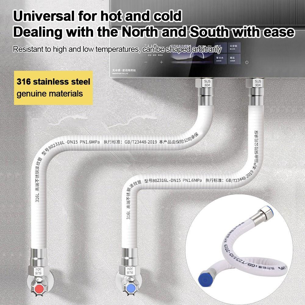 Stainless Steel Stainless Steel Corrugated Hose 20-150cm Thickened Design Water Heater Connector Hard Pipe Corrugated Pipe