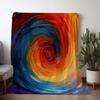1pc Sdoo Flannel Blanket - Retro-Style Vibrant Swirl Print, Ultra-Soft & Warm All-Season Throw for Sofa, Bed, Camping, Travel, O