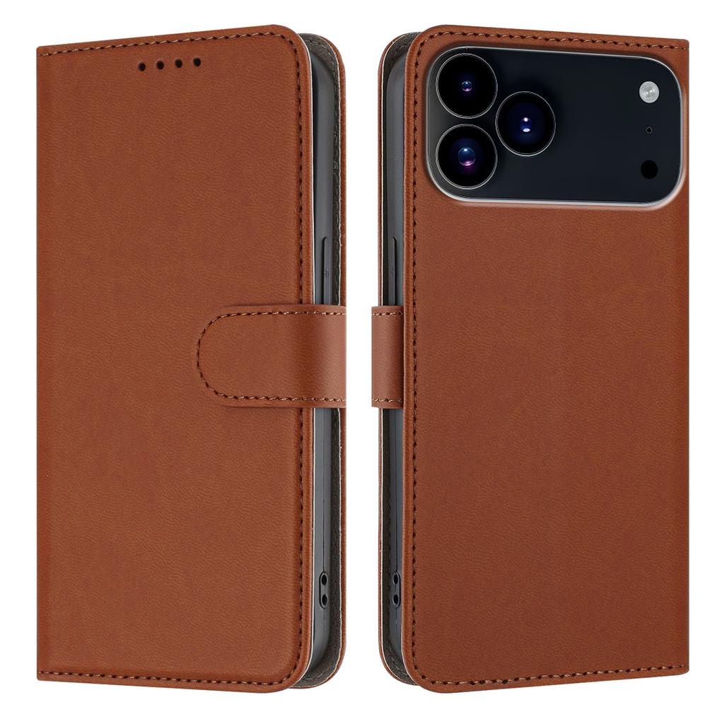 For iPhone 17 Pro Leather Case Solid Color Phone Cover with Wallet