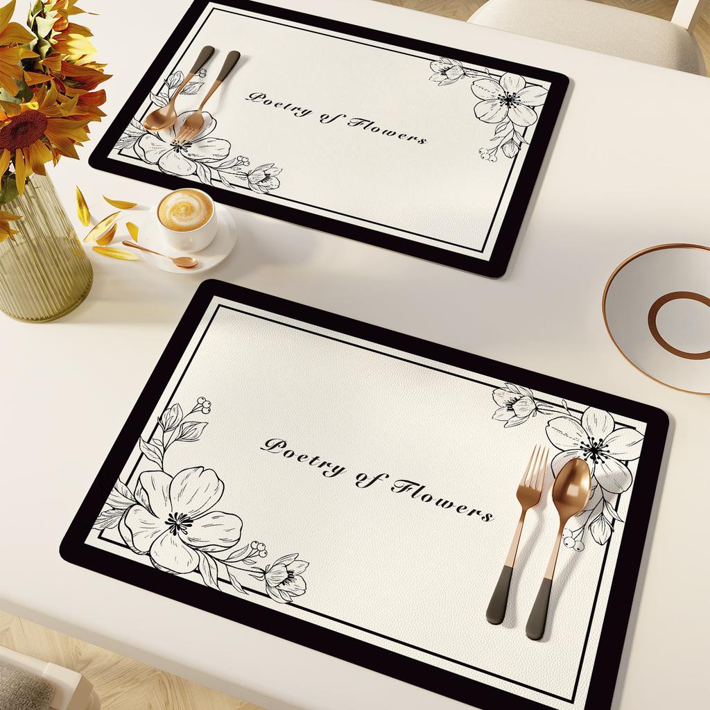 Leather Placemat Waterproof and Oil-proof Thermal Insulation Mat Light Luxury High-end Western Food Mat Coffee Machine Desktop Mat Leave-in Coaster