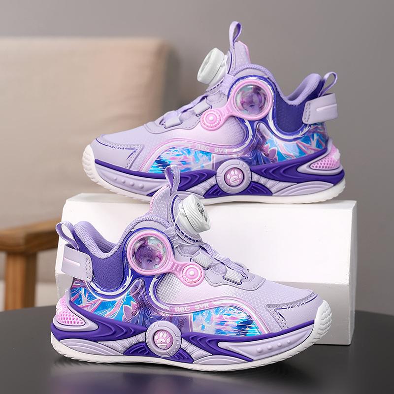 Girls' shoes basketball shoes spring and autumn leather surface lightweight children's sports shoes medium and large children's non-slip and wear-resi