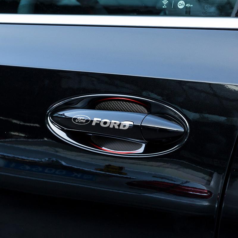 Car Door Sticker Carbon Fiber Scratches Auto Handle Protection Film For Ford F150 F250 Edge Escape Transit Fusion