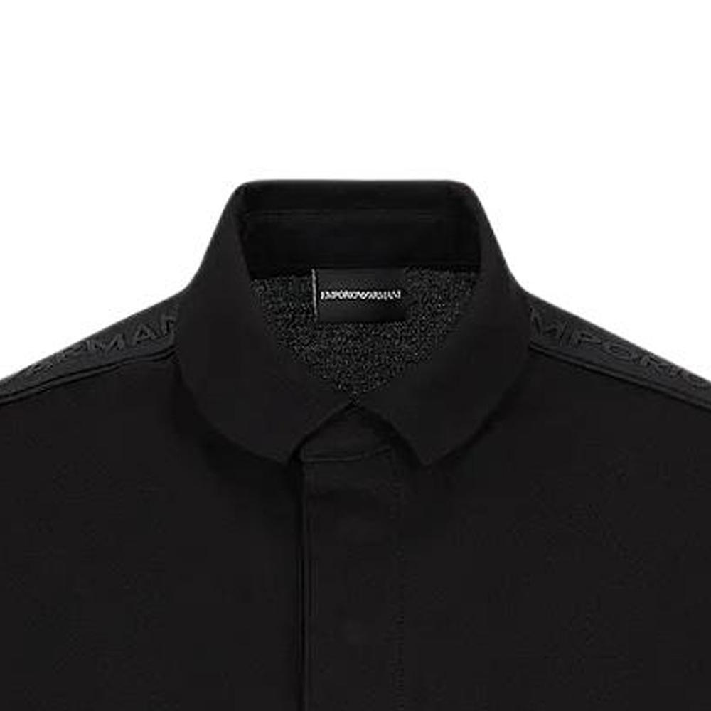 Emporio Armani Solid Color Fitted Short Sleeve Polo Shirt Men Tops Black 3D1FM31-JCYZ1-0999