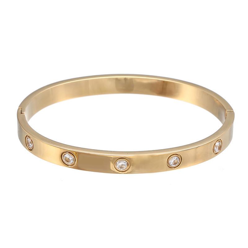 Geometric Titanium Steel Bracelets For Women Men With Rhinestone Decor For Trendy Fashion And Gift