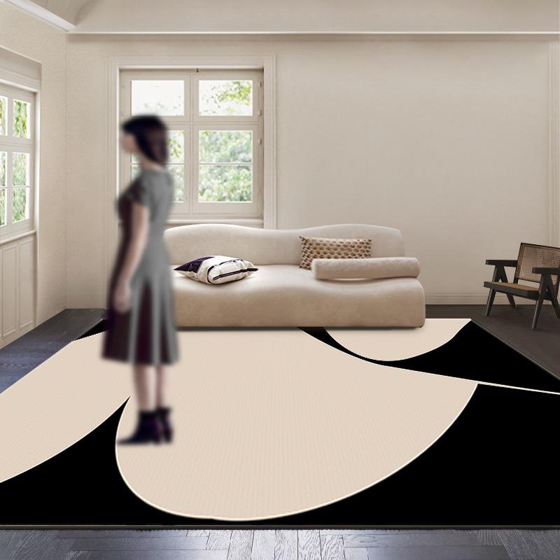 Black White Art Rugs for Nordic Home Living Room Decor Children Crawling Playing Mat Kitchen Non Slip Washable Modern Floor Rug