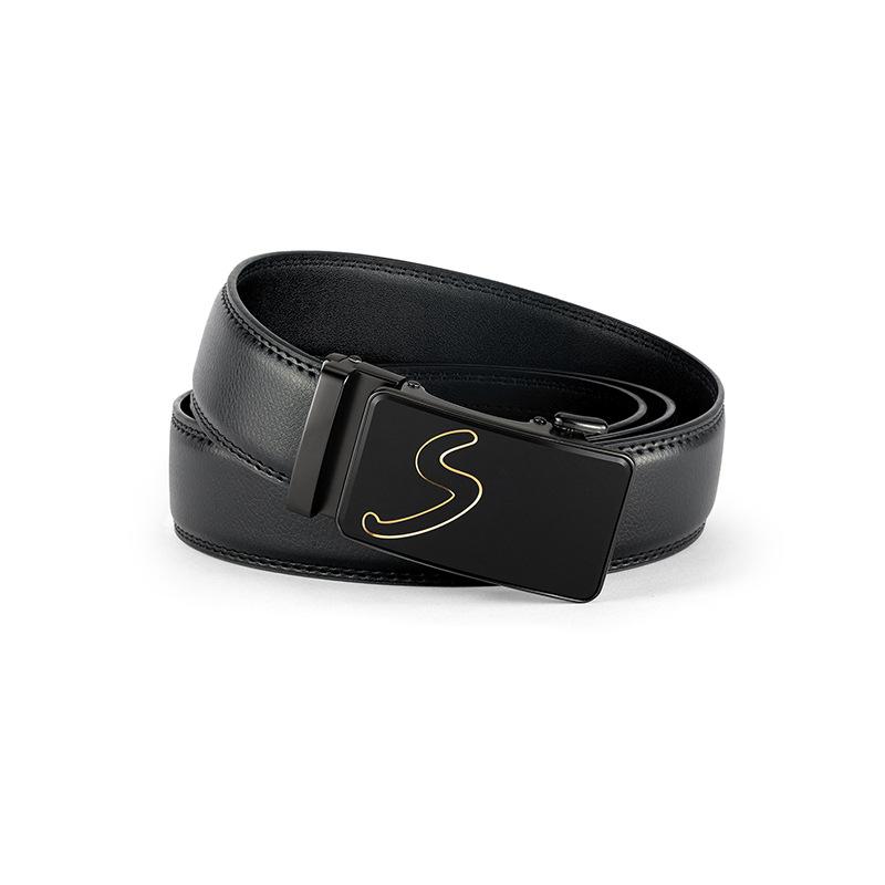 Men's belt automatic buckle leather belt, young people's cowhide belt tide, business suit belt men