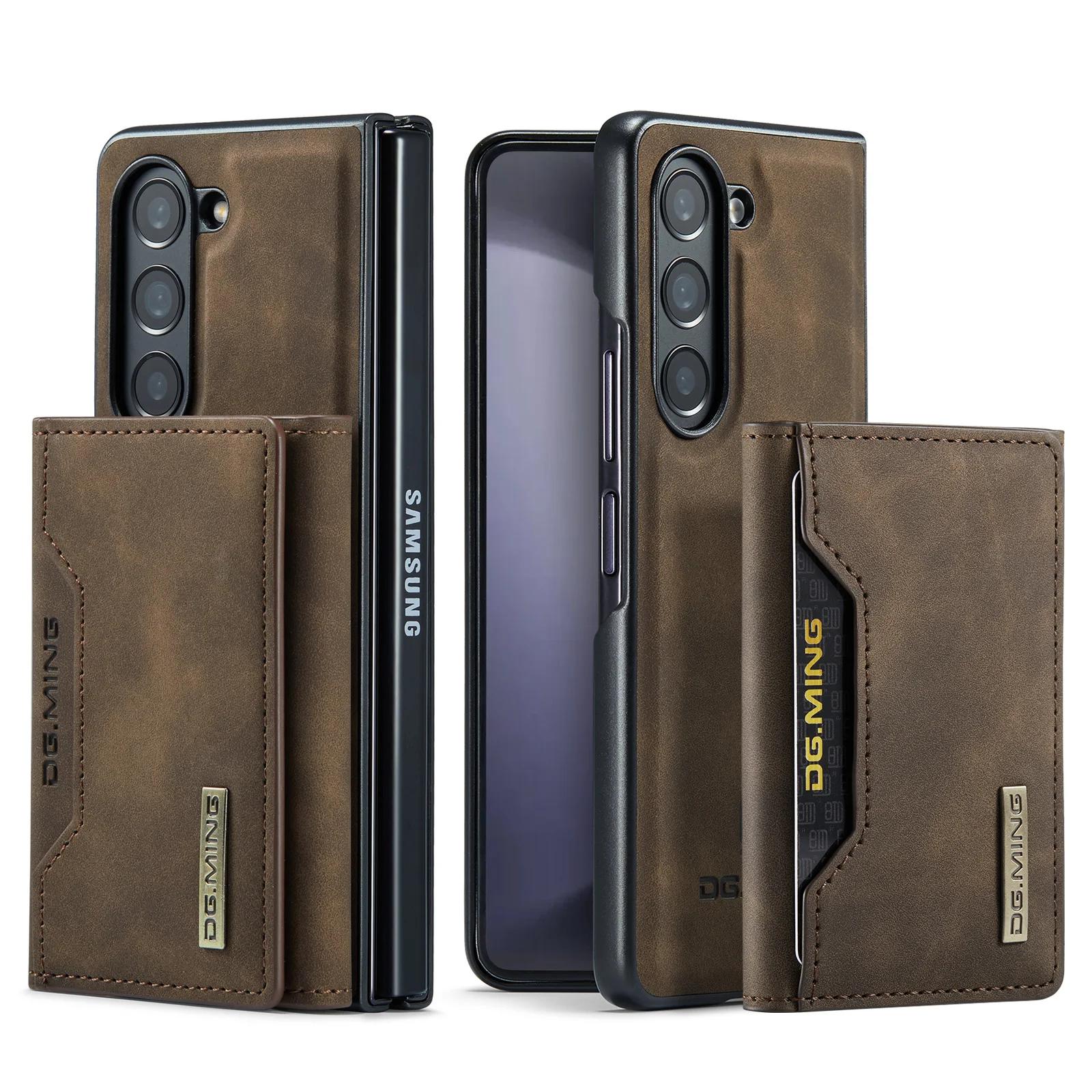 

2 in 1 Removable Card Bag Wallet Leather Case for Samsung Galaxy Z Fold 6 5 4 3 5G Fold4 Fold5 Magnetic Pocket Purse Stand Cover for Galaxy Z Fold 6 кавовий