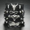 Men's Western Denim Wind Bullhead Motorcycle Accessories Bracelet, European and American Skull Leather Woven Bracelet Accessories