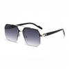 Men's Metal Sunglasses Square Half Frames Rice Nails Casual Trend Personality Vintage Stylish Outdoor Sports Glasses