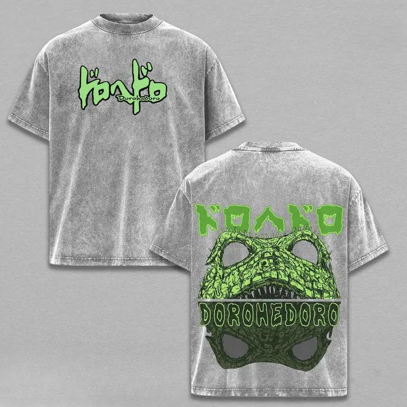 Anime Dorohedoro Caiman Printed Tee Men Women Washed Cotton T-shirts Short Sleeve Vintage T Shirt Harajuku Male Oversized Tshirt