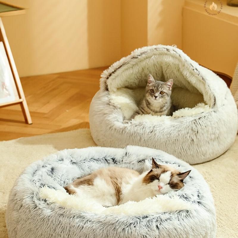 Katzenhaus Winter Plüsch Haustier Katzenbett Rundes Kissen Verdicken Warm Katzenkorb Haustier Schlafsack Kätzchennest Kleine Katzen
