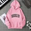 Fall Winter Oversized Women's Fleece Hoodie Sweatshirt with Hood Hot Sale Brooklyn Printed Couple Matching Sports Shirt